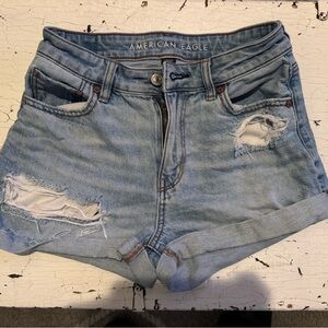 American Eagle Outfitters Light Blue Distressed Denim Shorts